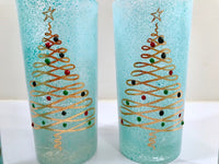 Load image into Gallery viewer, Federal Glass Mid-Century Blue Christmas Glasses (Set of 4)

