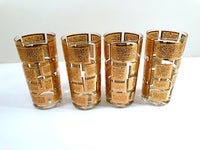 Load image into Gallery viewer, Culver Mid-Century 22-Karat Gold Embossed Rectangular Highball Glasses (Set of 4)
