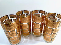 Load image into Gallery viewer, Culver Mid-Century 22-Karat Gold Embossed Rectangular Highball Glasses (Set of 4)
