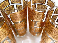 Load image into Gallery viewer, Culver Mid-Century 22-Karat Gold Embossed Rectangular Highball Glasses (Set of 4)
