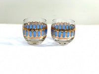 Load image into Gallery viewer, Culver Signed Mid-Century Blue Azure Scroll Roly Poly Glasses (Set of 2)
