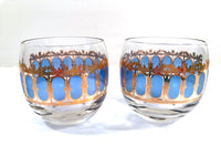 Load image into Gallery viewer, Culver Signed Mid-Century Blue Azure Scroll Roly Poly Glasses (Set of 2)
