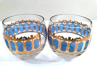 Load image into Gallery viewer, Culver Signed Mid-Century Blue Azure Scroll Roly Poly Glasses (Set of 2)
