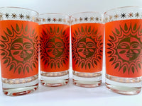 Load image into Gallery viewer, Jeannette Glass Aztec Orange &amp; 22-Karat Gold Sunburst Highball Glasses (Set of 4)
