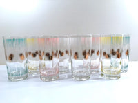 Load image into Gallery viewer, Fred Press Signed Mid-Century Atomic Sunburst Highball Glasses (Set of 8)
