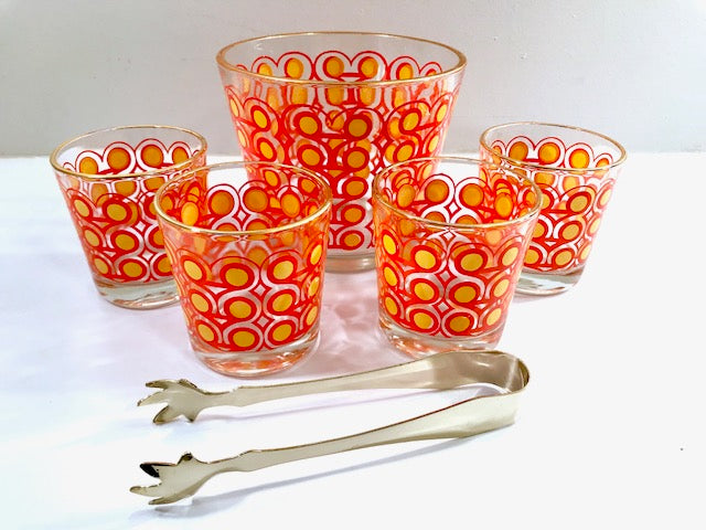 Colony Frolic Groovy Retro store Orange & Yellow Circle 6-Piece Bar Set