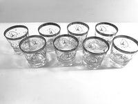Load image into Gallery viewer, Mid-Century Silver Atomic Star Whiskey/Double Shot Glasses (Set of 8)
