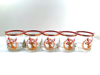 Load image into Gallery viewer, Culver Signed Mid-Century Rudolph The Red Nose Reindeer Old Fashion Glasses - Rare (Set of 5)
