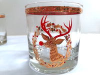 Load image into Gallery viewer, Culver Signed Mid-Century Rudolph The Red Nose Reindeer Old Fashion Glasses - Rare (Set of 5)
