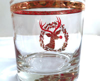 Load image into Gallery viewer, Culver Signed Mid-Century Rudolph The Red Nose Reindeer Old Fashion Glasses - Rare (Set of 5)

