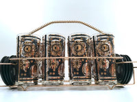 Load image into Gallery viewer, Fred Press Signed Mid-Century Black and 22-Karat Gold Abstract 17-Piece Bar Set
