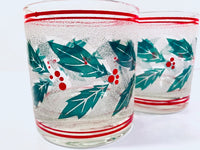 Load image into Gallery viewer, Culver Mid-Century Frosted Holly and Berry Glasses (Set of 2)
