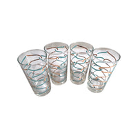 Load image into Gallery viewer, Mid-Century Turquoise and Gold Glasses (Set of 4)
