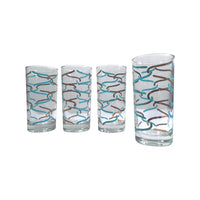Load image into Gallery viewer, Mid-Century Turquoise and Gold Glasses (Set of 4)
