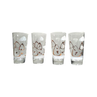 Load image into Gallery viewer, Federal Glass Mid-Century White and 22-Karat Gold Amoeba Boomerang Atomic Highball Glasses (Set of 4)
