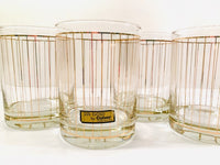 Load image into Gallery viewer, Culver Signed Mid-Century 22-Karat Gold Striped Double Old Fashion Glasses (Set of 4)

