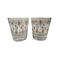 Load image into Gallery viewer, Fred Press Signed Mid-Century 22-Karat Gold and White Atomic Star Glasses (Set of 2)
