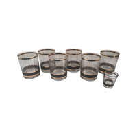 Load image into Gallery viewer, Culver Signed Black and 22-Karat Gold Devon Double Old Fashion Glasses and Shot Glass (7 Piece Set)
