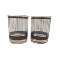 Load image into Gallery viewer, Culver Signed Black and 22-Karat Gold Devon Double Old Fashion Glasses and Shot Glass (7 Piece Set)
