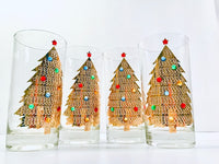 Load image into Gallery viewer, Culver Signed Mid-Century Jeweled Christmas Tree Highball Glasses (Set of 4)
