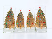 Load image into Gallery viewer, Culver Signed Mid-Century Jeweled Christmas Tree Highball Glasses (Set of 4)
