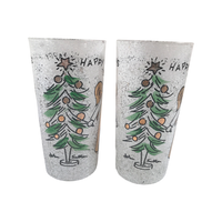 Load image into Gallery viewer, John Sutton Signed Mid-Century Angel and Christmas Tree Flocked Glasses (Set of 2)
