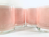 Load image into Gallery viewer, Cera Mid-Century Signed Pretty in Pink Double Old Fashion Striped Glasses (Set of 4)
