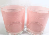 Load image into Gallery viewer, Cera Mid-Century Signed Pretty in Pink Double Old Fashion Striped Glasses (Set of 4)
