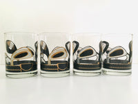 Load image into Gallery viewer, Vintage Black and Gold Golf Club Double Old Fashion Glasses (Set of 4)
