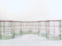 Load image into Gallery viewer, Culver Signed Gold Square with Frosted Circle Double Old Fashion Glasses (Set of 6)
