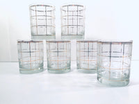 Load image into Gallery viewer, Culver Signed Gold Square with Frosted Circle Double Old Fashion Glasses (Set of 6)
