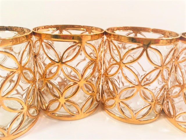 Imperial Glass Mid-Century Sortijas De Oro Double Old Fashion Glasses (Set of 4)