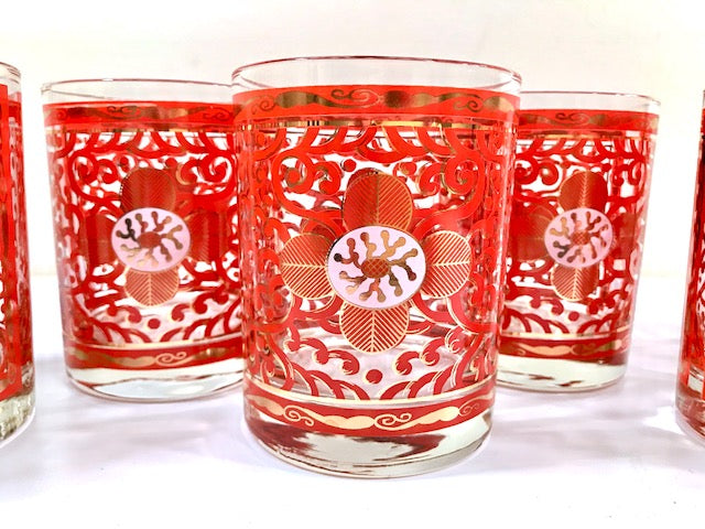 Georges Briard Signed Imperial Brocade Double Old Fashion Glasses (Set of 6)