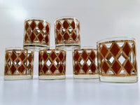 Load image into Gallery viewer, Georges Briard Signed Mid-Century Golden Diamond Glasses (Set of 6)
