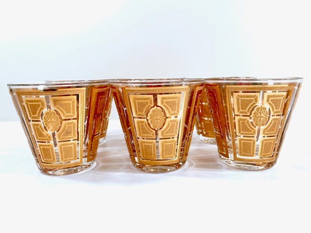 Culver Signed Mid-Century Gold Encrusted Glasses (Set of 6)