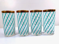 Load image into Gallery viewer, Libbey Sorrento Turquoise and White Stripe Highball Glasses (Set of 4)
