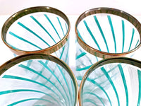 Load image into Gallery viewer, Libbey Sorrento Turquoise and White Stripe Highball Glasses (Set of 4)
