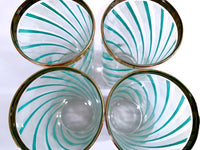 Load image into Gallery viewer, Libbey Sorrento Turquoise and White Stripe Highball Glasses (Set of 4)

