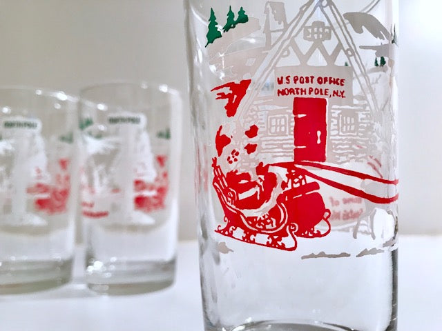 Mid-Century Naughty Santa and Reindeer Highball Glasses (Set of 6