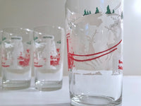 Load image into Gallery viewer, Libbey Mid-Century Santa &amp; Reindeer At The North Pole Glasses (Set of 4)
