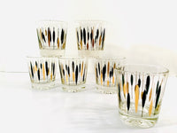 Load image into Gallery viewer, Federal Glass Gold and Black Cattail Glasses (Set of 6)
