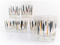 Load image into Gallery viewer, Federal Glass Gold and Black Cattail Glasses (Set of 6)

