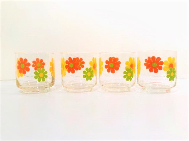 Libbey Mid-Century Retro Flower Power Glasses (Set of 4)