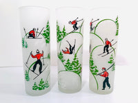 Load image into Gallery viewer, Federal Glass Mid-Century Downhill Skiing Tall Collins Glasses (Set of 6)
