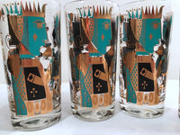 Load image into Gallery viewer, Georges Briard Signed Mid-Century It&#39;s In The Cards Glasses (Set of 7)
