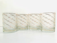 Load image into Gallery viewer, Culver Signed 22 karat Gold and Frosted White Swirl Double Old Fashion Glasses (Set of 4)
