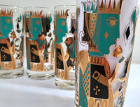 Load image into Gallery viewer, Georges Briard Signed Mid-Century It&#39;s In The Cards Glasses (Set of 7)
