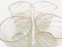 Load image into Gallery viewer, Culver Signed 22 karat Gold and Frosted White Swirl Double Old Fashion Glasses (Set of 4)
