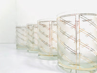 Load image into Gallery viewer, Culver Signed 22 karat Gold and Frosted White Swirl Double Old Fashion Glasses (Set of 4)
