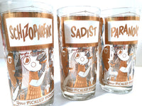 Load image into Gallery viewer, Georges Briard Signed Mid-Century Your Pickled Personality Highball Glasses (Set of 7)
